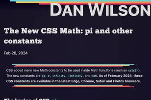 The new CSS math: pi and other constants article