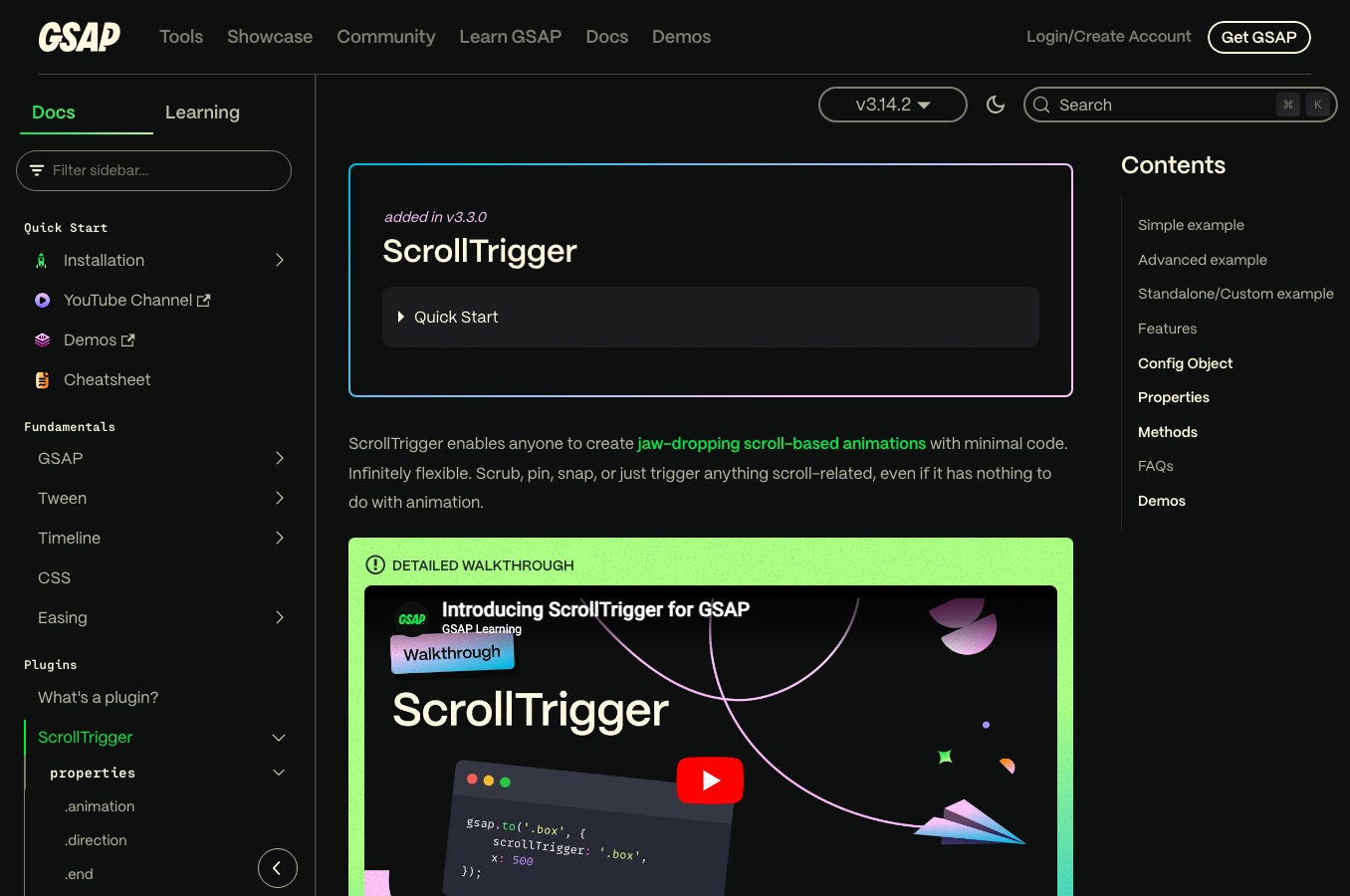 GSAP ScrollTrigger docs