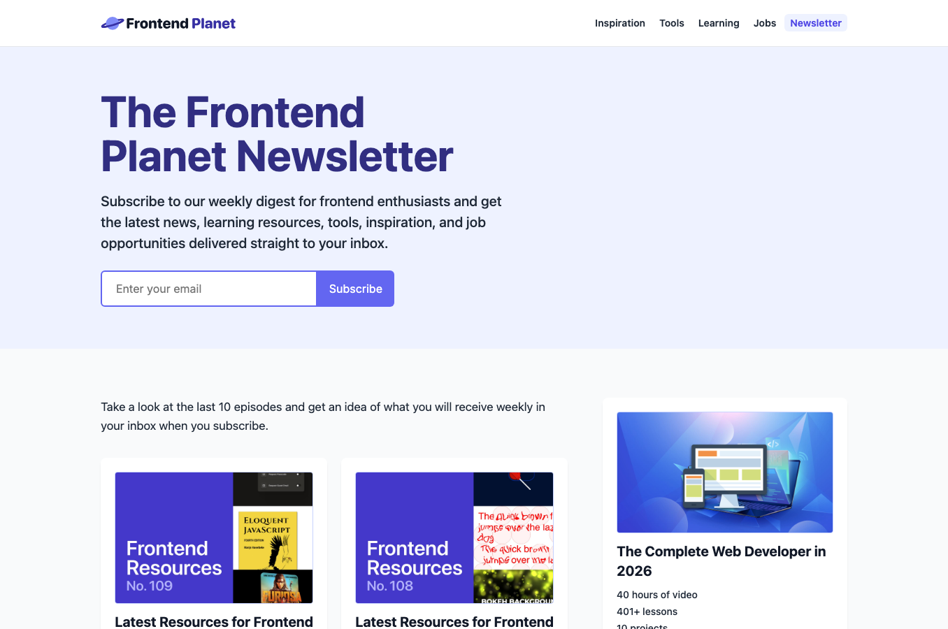 Frontend Planet newsletter