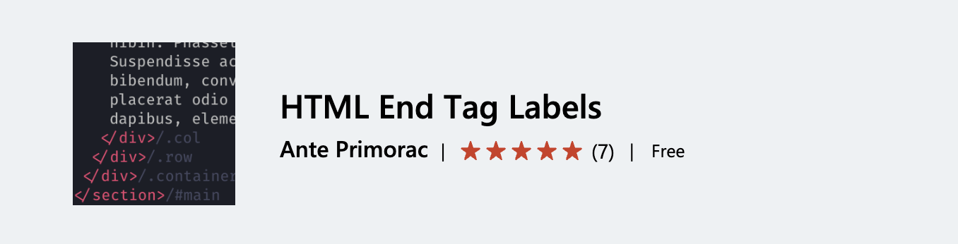 HTML End Tag Labels Visual Studio Code extension