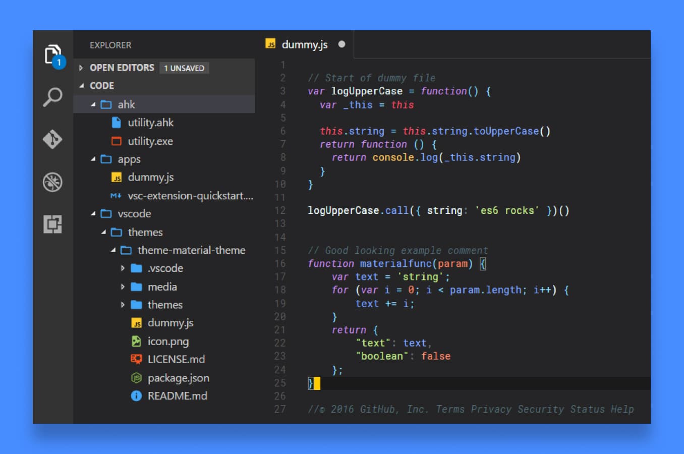 Sublime Material Theme Visual Studio Code theme
