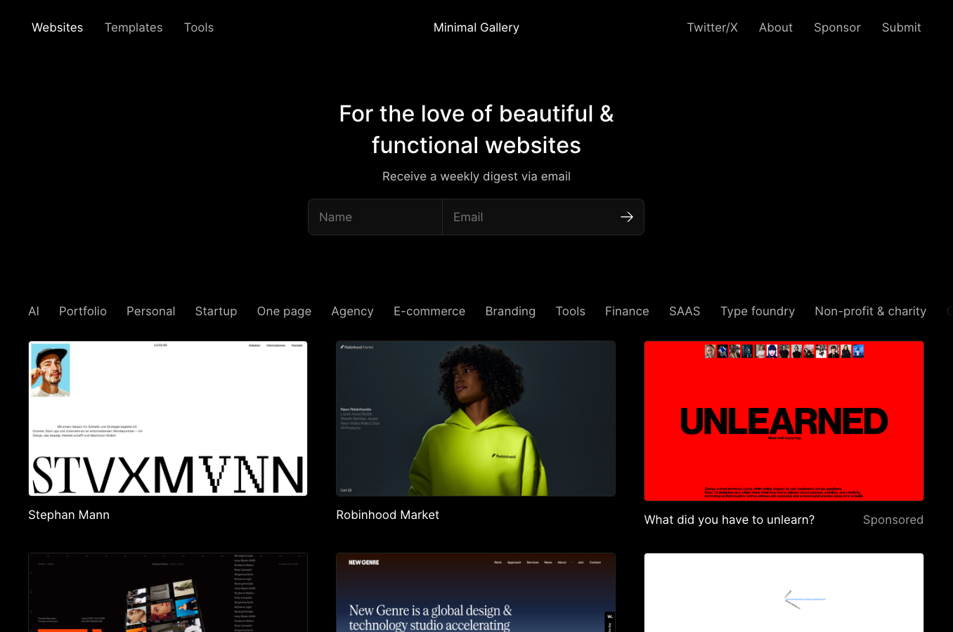 Minimal Gallery web design inspiration